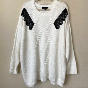 Lane Bryant 26/28 Lace Detail Boho Textured Sweater